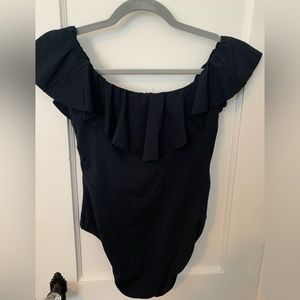 Trina Turk Blue Monoco Solids Ruffle zone Piece Swimsuit Swim Size 8